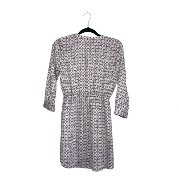 LOFT Outlet White Pink Floral Print V-neck Drawstring Mini Dress Xsmall Women’s - Picture 8 of 14